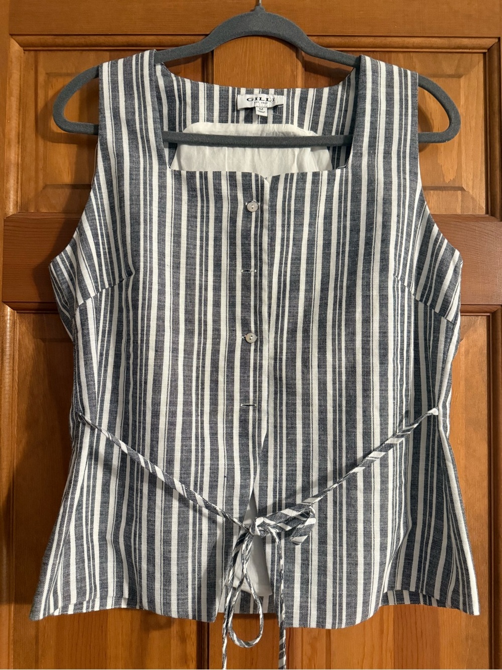 Gilli Navy and White Vertical Stripe Tie-Back Camisole